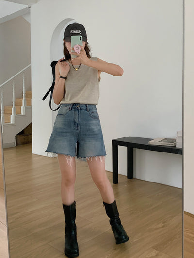 Shorts de Mezclilla Baggy Rotos con Acabado Raw Edge - Image 28