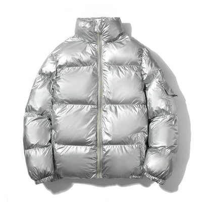 Chaqueta de Algodón con Cuello Alto Brillante para Hombre - Image 8