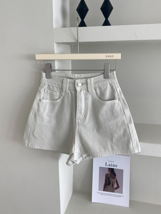 Shorts Denim Cintura Alta Elástico en Cuatro Lados Tonos Claros - Image 27