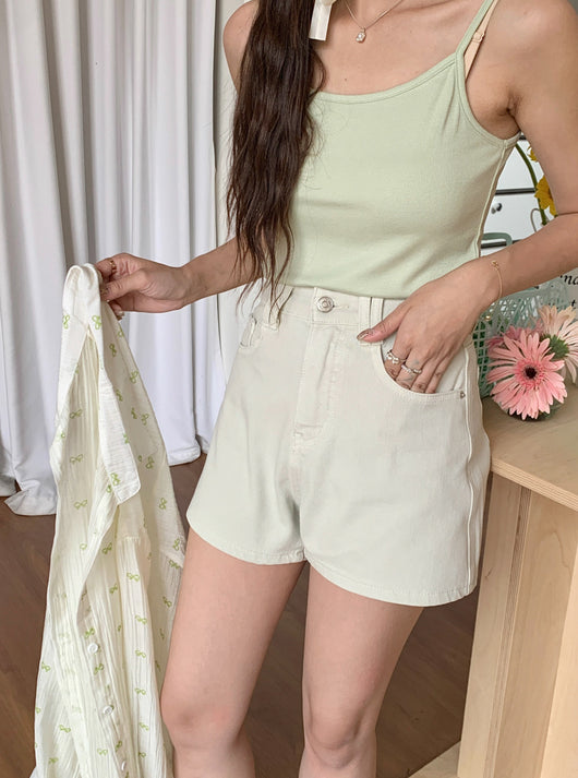 Shorts Denim Cintura Alta Elástico en Cuatro Lados Tonos Claros - Image 34