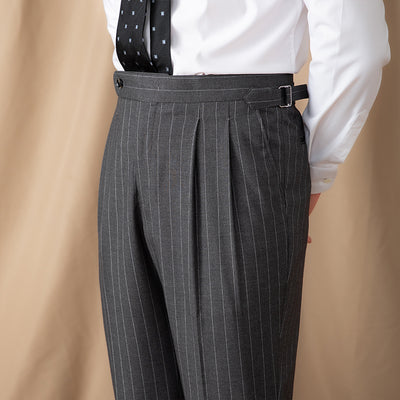 Pantalones de Vestir Ejecutivos a Rayas British con Cintura Alta y Corte Recto - Image 17