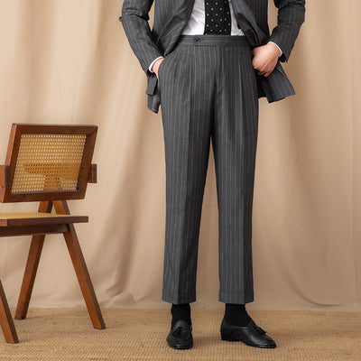 Pantalones de Vestir Ejecutivos a Rayas British con Cintura Alta y Corte Recto - Image 20
