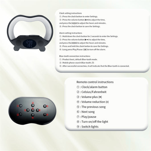 Lámpara LED Inteligente 6 en 1 con Control Remoto Bluetooth, Cargador Inalámbrico y Altavoz - Image 18