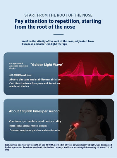 Black intelligent infrared nasal relief device with two translucent nasal probes, shown at an angle. - Image 27