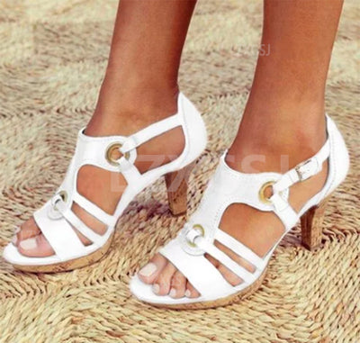 Sandalias de Tacón Grueso para Mujer - Modelo Importación Talla Grande - Image 13