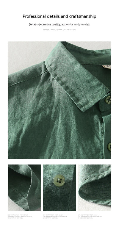Camisa de Lino Puro para Hombre - Manga Corta Verano - Image 23