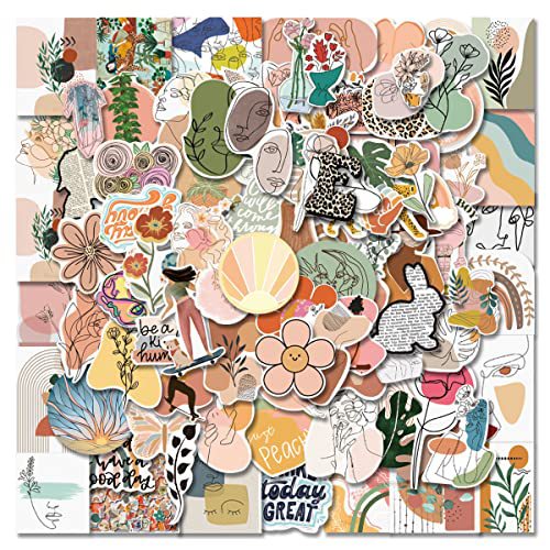200 assorted waterproof PVC stickers featuring diverse designs like sunflowers, butterflies, rainbows, travel scenes, and positive quotes. - Image 32