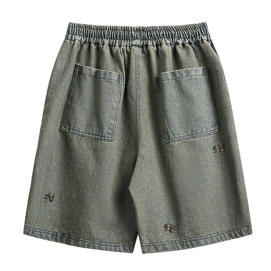 Shorts de Mezclilla con Detalle de Moño para Hombre - Estilo Urbano Americano Verano - Image 17