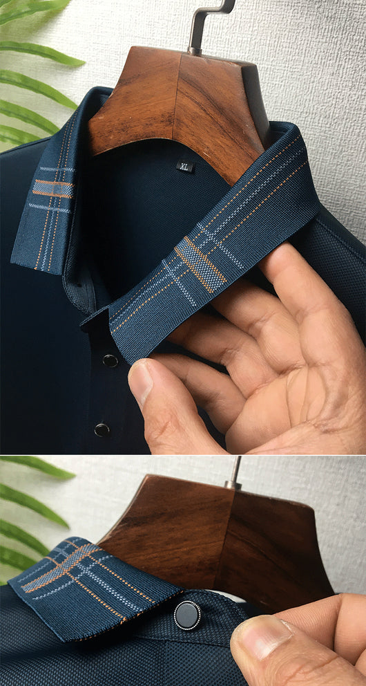 Polo Holgado Bicolor con Solapa de Manga Corta en Tela Ice Silk - Image 32