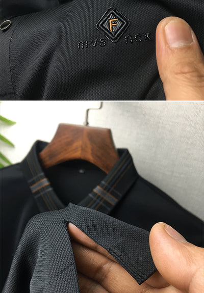 Polo Holgado Bicolor con Solapa de Manga Corta en Tela Ice Silk - Image 35