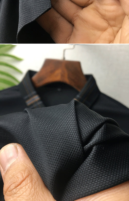 Polo Holgado Bicolor con Solapa de Manga Corta en Tela Ice Silk - Image 37