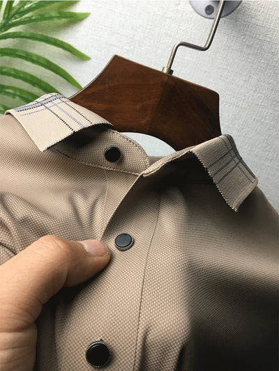 Polo Holgado Bicolor con Solapa de Manga Corta en Tela Ice Silk - Image 38