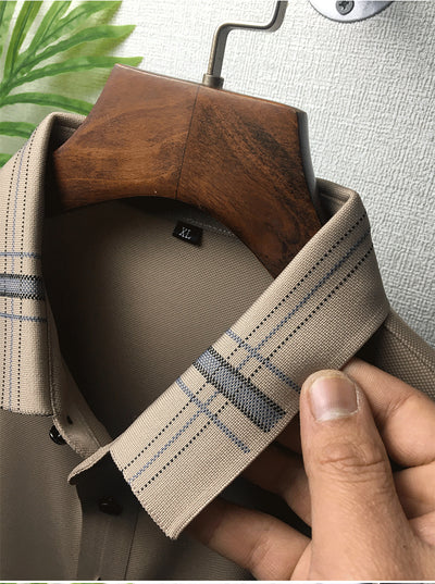 Polo Holgado Bicolor con Solapa de Manga Corta en Tela Ice Silk - Image 41