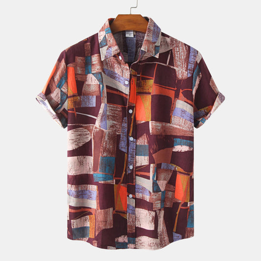 Camisa Hawaiana de Algodón y Lino para Hombre - Diseño Estampado Manga Corta - Image 22