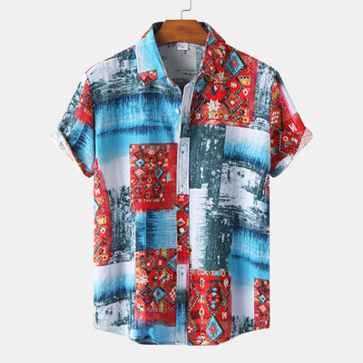Camisa Hawaiana de Algodón y Lino para Hombre - Diseño Estampado Manga Corta - Image 36