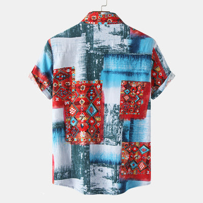 Camisa Hawaiana de Algodón y Lino para Hombre - Diseño Estampado Manga Corta - Image 41