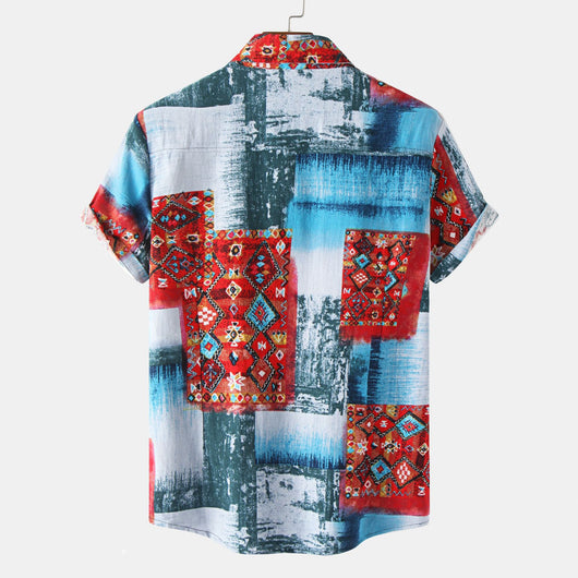 Camisa Hawaiana de Algodón y Lino para Hombre - Diseño Estampado Manga Corta - Image 41