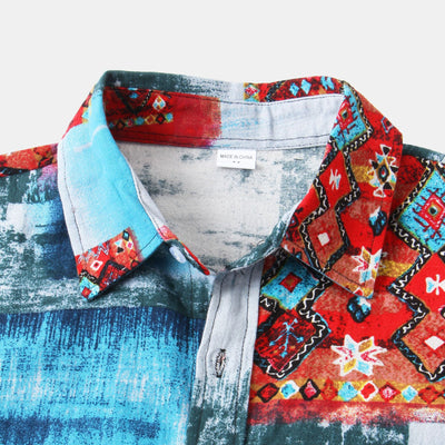 Camisa Hawaiana de Algodón y Lino para Hombre - Diseño Estampado Manga Corta - Image 45