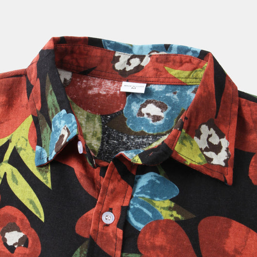Camisa Hawaiana de Algodón y Lino para Hombre - Diseño Estampado Manga Corta - Image 53