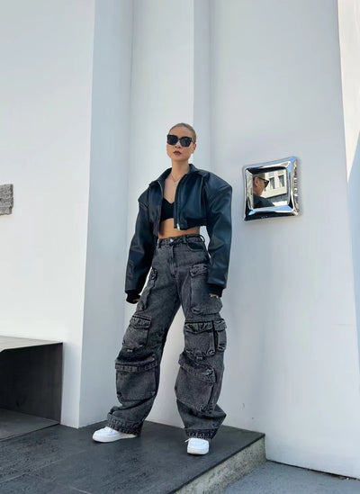 Pantalones Vaqueros Anchos con Múltiples Bolsillos - Estilo Casual Moderno - Image 15