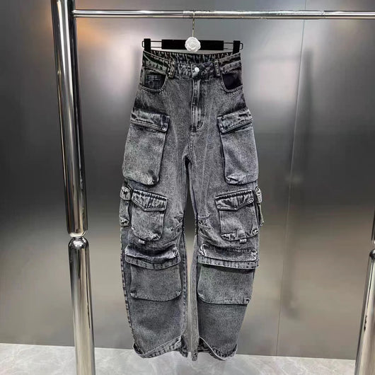 Pantalones Vaqueros Anchos con Múltiples Bolsillos - Estilo Casual Moderno - Image 21