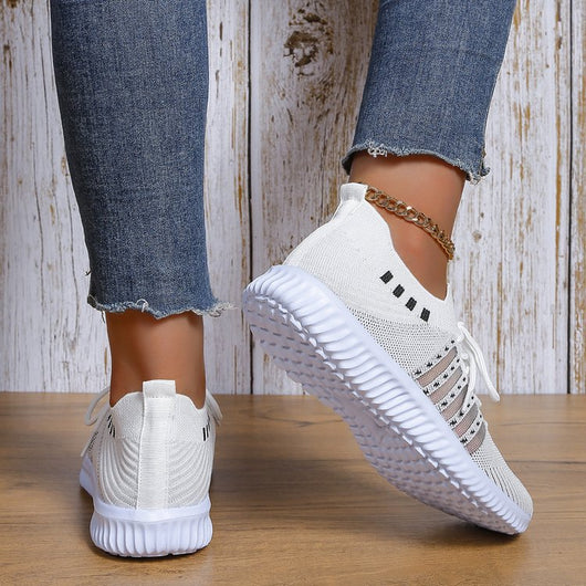 Zapatos Deportivos Mujer Flyknit con Cuña y Cordones - Image 11