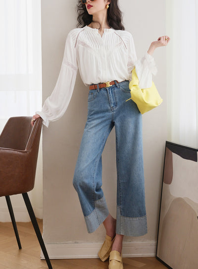 Blusa Blanca con Diseño Patchwork Estilo Francés - Image 16