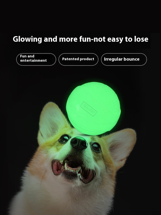 Three glowing green luminous rubber toy balls for dogs in small, medium, and large sizes, recommended for different dog breeds. - Image 23