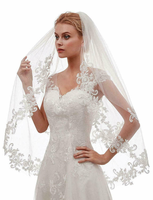 Peine de Novia con Apliques de Encaje Blanco Marfil Doble Vuelta - Image 7