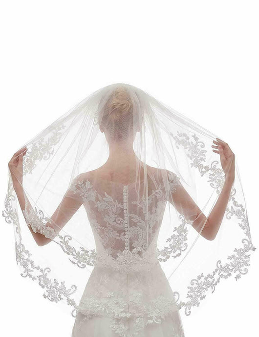 Peine de Novia con Apliques de Encaje Blanco Marfil Doble Vuelta - Image 8