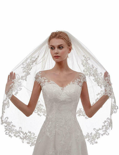 Peine de Novia con Apliques de Encaje Blanco Marfil Doble Vuelta - Image 9