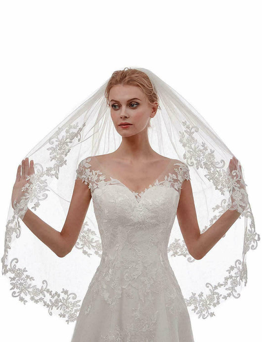 Peine de Novia con Apliques de Encaje Blanco Marfil Doble Vuelta - Image 9