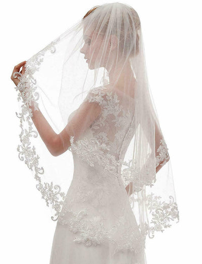 Peine de Novia con Apliques de Encaje Blanco Marfil Doble Vuelta - Image 10