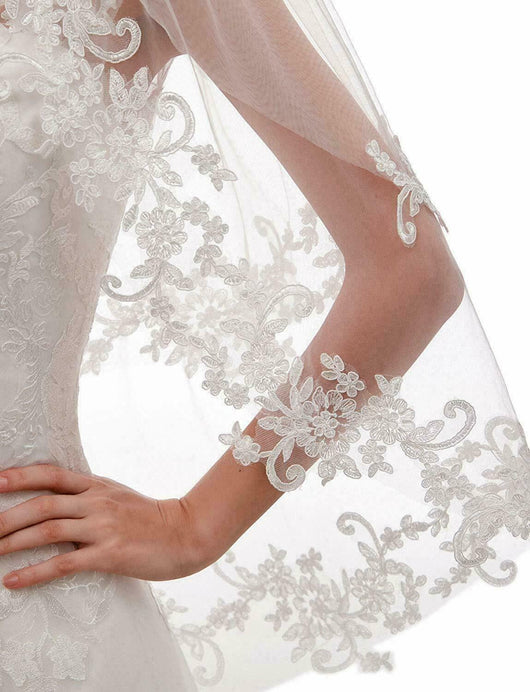 Peine de Novia con Apliques de Encaje Blanco Marfil Doble Vuelta - Image 11