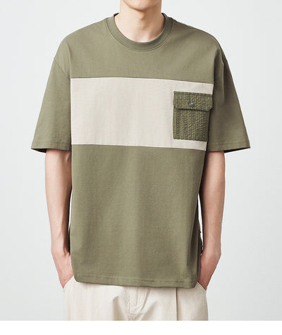 Camiseta de Algodón Peinado con Contraste de Patchwork - Image 10