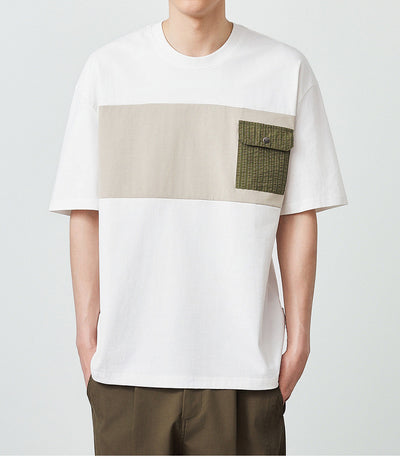 Camiseta de Algodón Peinado con Contraste de Patchwork - Image 11