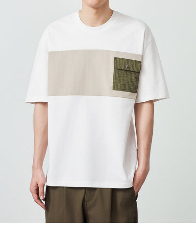 Camiseta de Algodón Peinado con Contraste de Patchwork - Image 18