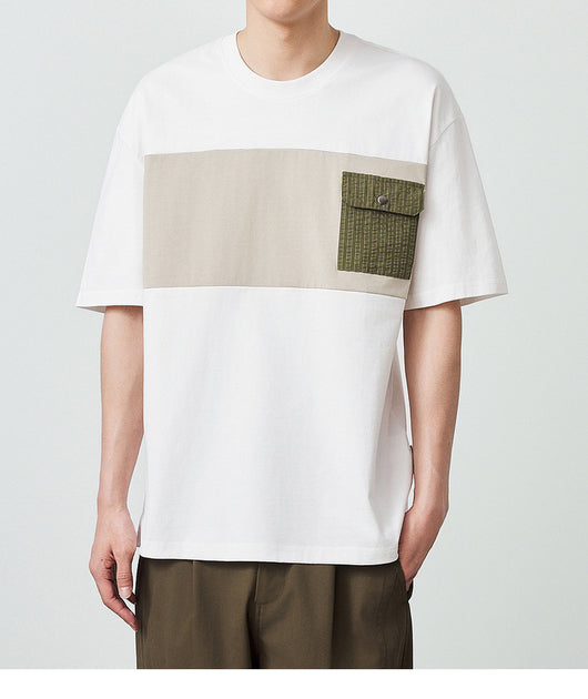 Camiseta de Algodón Peinado con Contraste de Patchwork - Image 18