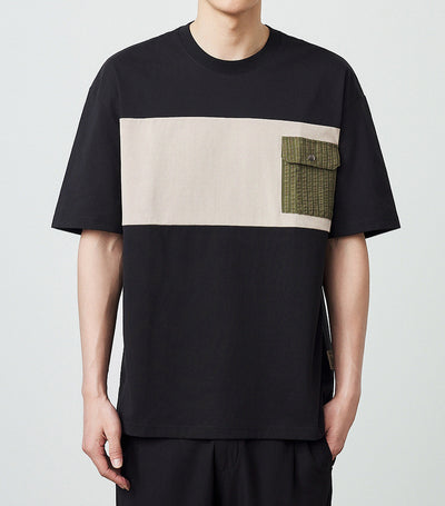 Camiseta de Algodón Peinado con Contraste de Patchwork - Image 19