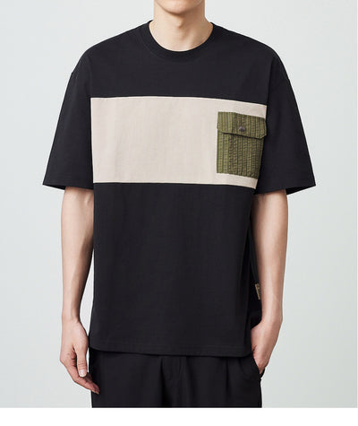 Camiseta de Algodón Peinado con Contraste de Patchwork - Image 23