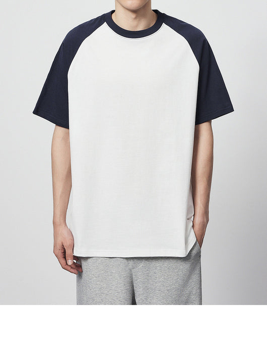 Camiseta Raglan Suelta de Algodón con Contraste de Colores - Image 8