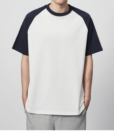 Camiseta Raglan Suelta de Algodón con Contraste de Colores - Image 10