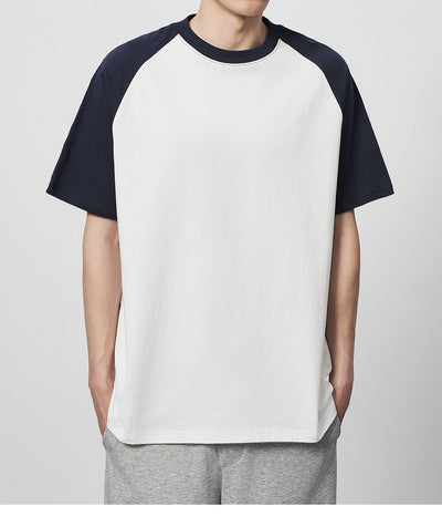 Camiseta Raglan Suelta de Algodón con Contraste de Colores - Image 12