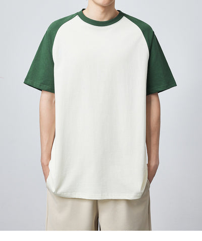 Camiseta Raglan Suelta de Algodón con Contraste de Colores - Image 19