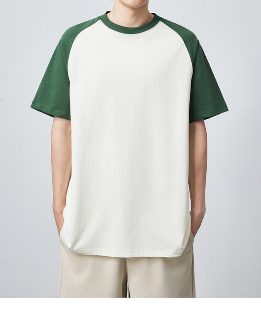 Camiseta Raglan Suelta de Algodón con Contraste de Colores - Image 19