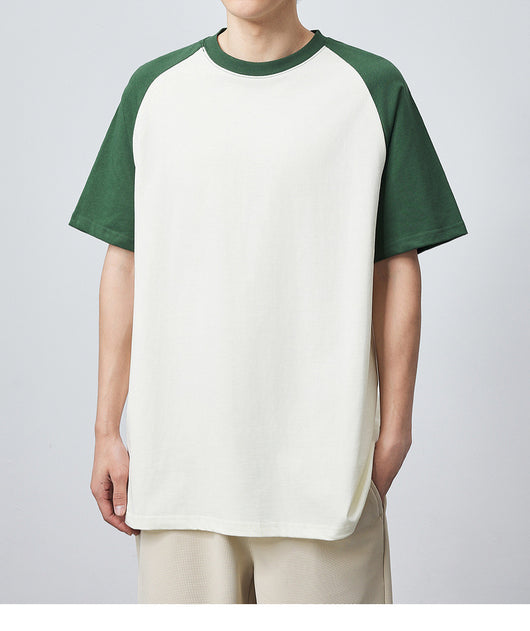 Camiseta Raglan Suelta de Algodón con Contraste de Colores - Image 21