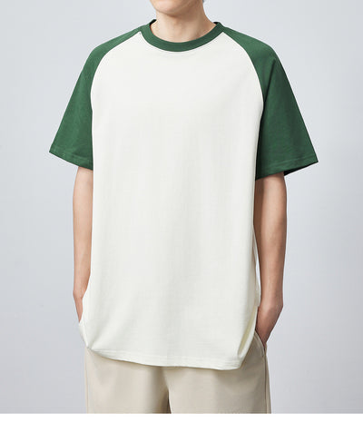 Camiseta Raglan Suelta de Algodón con Contraste de Colores - Image 23