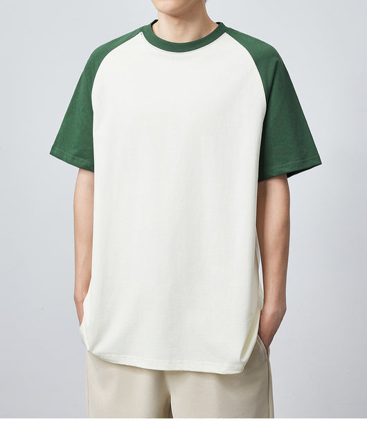 Camiseta Raglan Suelta de Algodón con Contraste de Colores - Image 23