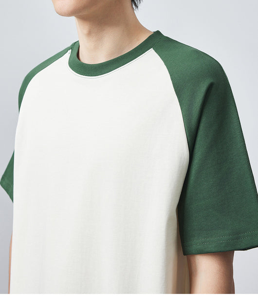 Camiseta Raglan Suelta de Algodón con Contraste de Colores - Image 26