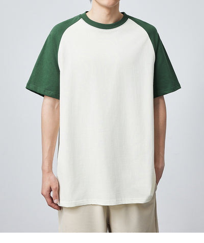 Camiseta Raglan Suelta de Algodón con Contraste de Colores - Image 27
